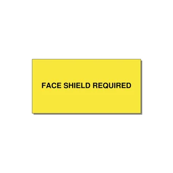 6.0x3.0" Safety Label - FACE SHIELD REQUIRED — 6x3" Black on Yellow, Adhesive