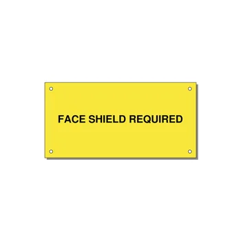 6.0x3.0" Safety Label - FACE SHIELD REQUIRED — 6x3" Black on Yellow, Holes