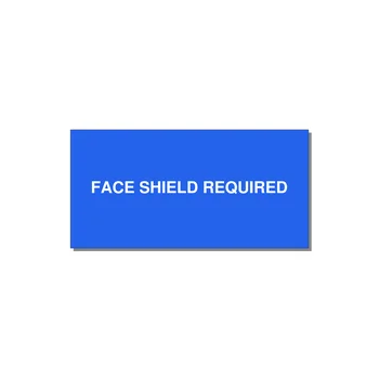 6.0x3.0" Safety Label - FACE SHIELD REQUIRED — 6x3" White on Blue, Adhesive