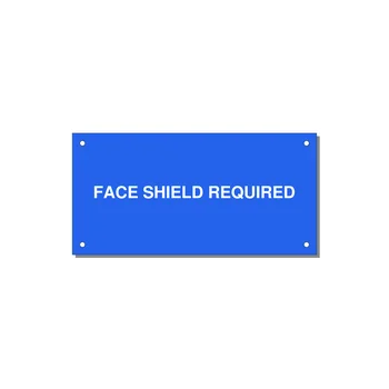 6.0x3.0" Safety Label - FACE SHIELD REQUIRED — 6x3" White on Blue, Holes