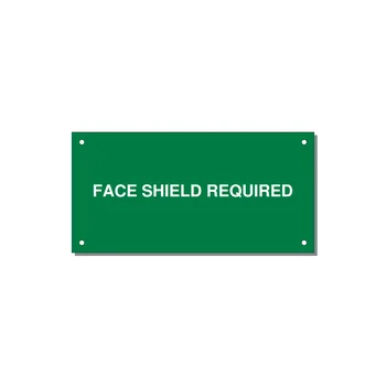 6.0x3.0" Safety Label - FACE SHIELD REQUIRED — 6x3" White on Green, Holes