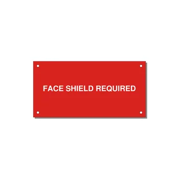 6.0x3.0" Safety Label - FACE SHIELD REQUIRED — 6x3" White on Red, Holes