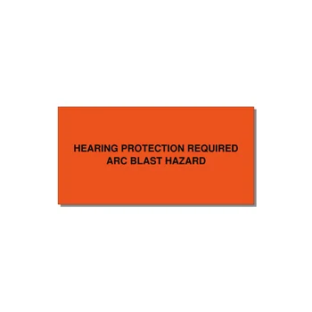 6.0x3.0" Safety Label - HEARING PROTECTION REQUIR — 6x3" Black on Orange, Adhesive