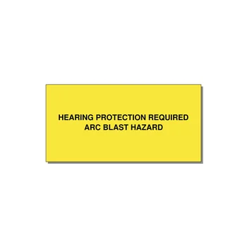 6.0x3.0" Safety Label - HEARING PROTECTION REQUIR — 6x3" Black on Yellow, Adhesive