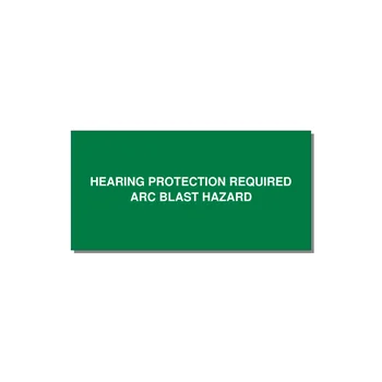 6.0x3.0" Safety Label - HEARING PROTECTION REQUIR — 6x3" White on Green, Adhesive