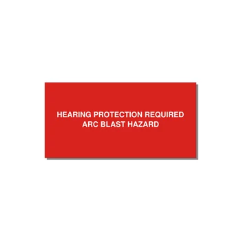 6.0x3.0" Safety Label - HEARING PROTECTION REQUIR — 6x3" White on Red, Adhesive