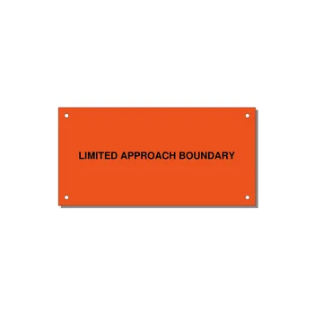 6.0x3.0" Safety Label - LIMITED APPROACH BOUNDARY — 6x3" Black on Orange, Holes