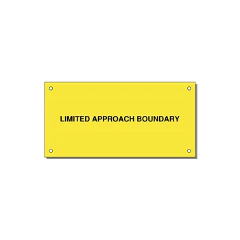 6.0x3.0" Safety Label - LIMITED APPROACH BOUNDARY — 6x3" Black on Yellow, Holes