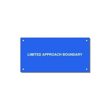 6.0x3.0" Safety Label - LIMITED APPROACH BOUNDARY — 6x3" White on Blue, Holes