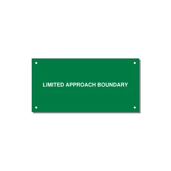 6.0x3.0" Safety Label - LIMITED APPROACH BOUNDARY — 6x3" White on Green, Holes
