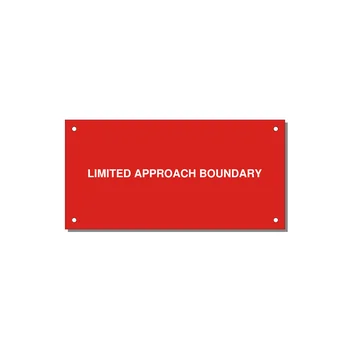 6.0x3.0" Safety Label - LIMITED APPROACH BOUNDARY — 6x3" White on Red, Holes