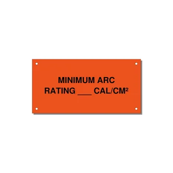 6.0x3.0" Safety Label - MINIMUM ARC RATING ___ CA — 6x3" Black on Orange, Holes
