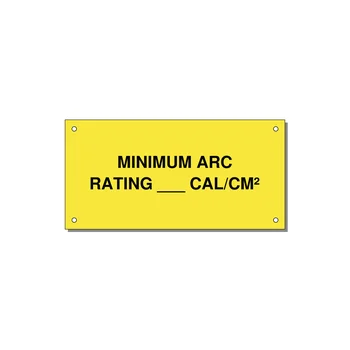 6.0x3.0" Safety Label - MINIMUM ARC RATING ___ CA — 6x3" Black on Yellow, Holes