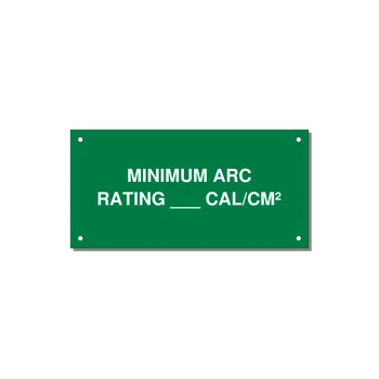 6.0x3.0" Safety Label - MINIMUM ARC RATING ___ CA — 6x3" White on Green, Holes