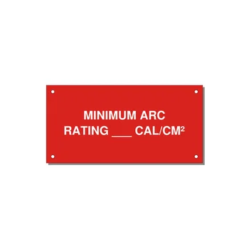 6.0x3.0" Safety Label - MINIMUM ARC RATING ___ CA — 6x3" White on Red, Holes