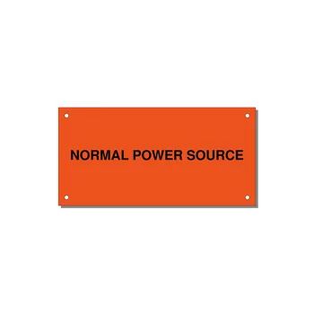 6.0x3.0" Safety Label - NORMAL POWER SOURCE — 6x3" Black on Orange, Holes