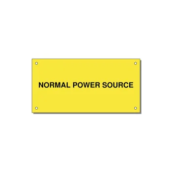 6.0x3.0" Safety Label - NORMAL POWER SOURCE — 6x3" Black on Yellow, Holes