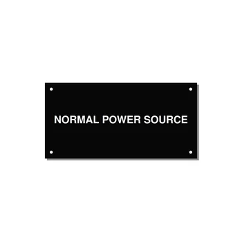 6.0x3.0" Safety Label - NORMAL POWER SOURCE — 6x3" White on Black, Holes