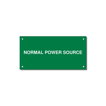 6.0x3.0" Safety Label - NORMAL POWER SOURCE — 6x3" White on Green, Holes