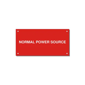 6.0x3.0" Safety Label - NORMAL POWER SOURCE — 6x3" White on Red, Holes