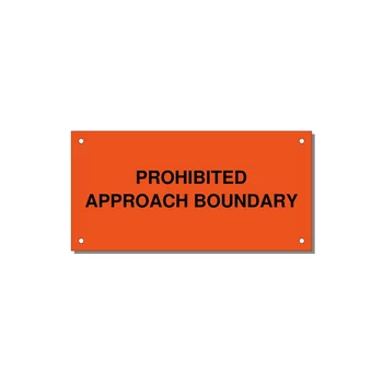 6.0x3.0" Safety Label - PROHIBITED APPROACH BOUND — 6x3" Black on Orange, Holes