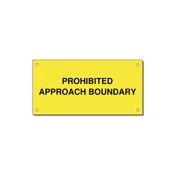 6.0x3.0" Safety Label - PROHIBITED APPROACH BOUND — 6x3" Black on Yellow, Holes