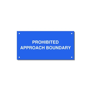 6.0x3.0" Safety Label - PROHIBITED APPROACH BOUND — 6x3" White on Blue, Holes