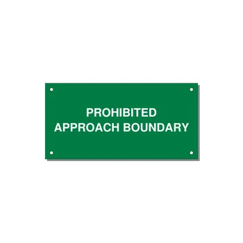 6.0x3.0" Safety Label - PROHIBITED APPROACH BOUND — 6x3" White on Green, Holes