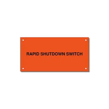 6.0x3.0" Safety Label - RAPID SHUTDOWN SWITCH — 6x3" Black on Orange, Holes