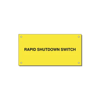 6.0x3.0" Safety Label - RAPID SHUTDOWN SWITCH — 6x3" Black on Yellow, Holes