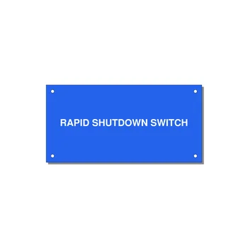 6.0x3.0" Safety Label - RAPID SHUTDOWN SWITCH — 6x3" White on Blue, Holes