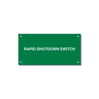 6.0x3.0" Safety Label - RAPID SHUTDOWN SWITCH — 6x3" White on Green, Holes