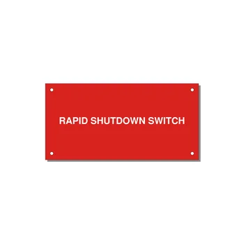 6.0x3.0" Safety Label - RAPID SHUTDOWN SWITCH — 6x3" White on Red, Holes