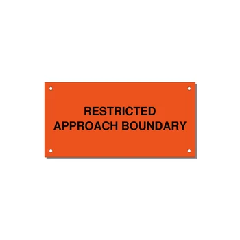 6.0x3.0" Safety Label - RESTRICTED APPROACH BOUND — 6x3" Black on Orange, Holes