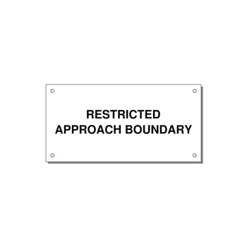6.0x3.0" Safety Label - RESTRICTED APPROACH BOUND — 6x3" Black on White, Holes