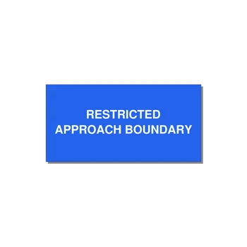 6.0x3.0" Safety Label - RESTRICTED APPROACH BOUND — 6x3" White on Blue, Adhesive