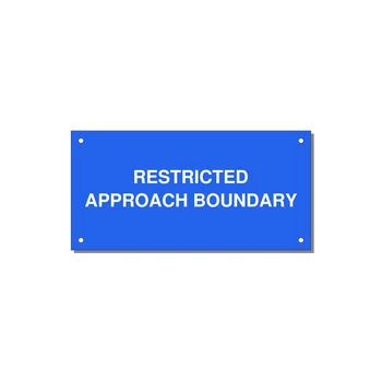 6.0x3.0" Safety Label - RESTRICTED APPROACH BOUND — 6x3" White on Blue, Holes
