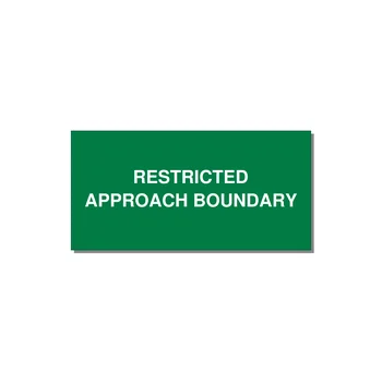 6.0x3.0" Safety Label - RESTRICTED APPROACH BOUND — 6x3" White on Green, Adhesive