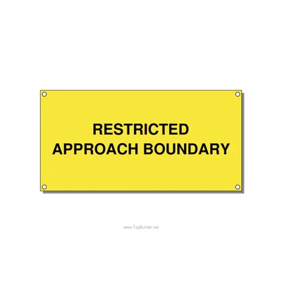 6.0x3.0" Safety Label - RESTRICTED APPROACH BOUND, Black/Yellow, Holes thumbnail