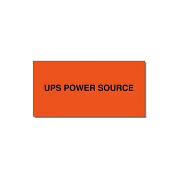 6.0x3.0" Safety Label - UPS POWER SOURCE — 6x3" Black on Orange, Adhesive