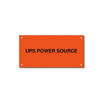 6.0x3.0" Safety Label - UPS POWER SOURCE — 6x3" Black on Orange, Holes
