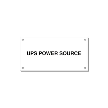 6.0x3.0" Safety Label - UPS POWER SOURCE — 6x3" Black on White, Holes