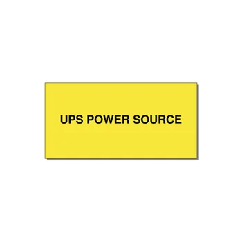6.0x3.0" Safety Label - UPS POWER SOURCE — 6x3" Black on Yellow, Adhesive