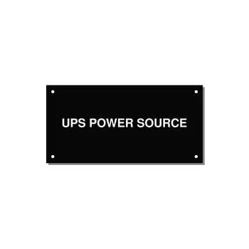 6.0x3.0" Safety Label - UPS POWER SOURCE — 6x3" White on Black, Holes