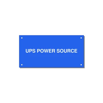 6.0x3.0" Safety Label - UPS POWER SOURCE — 6x3" White on Blue, Holes