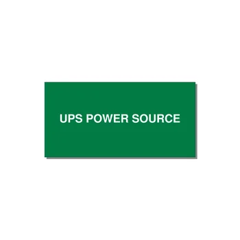 6.0x3.0" Safety Label - UPS POWER SOURCE — 6x3" White on Green, Adhesive