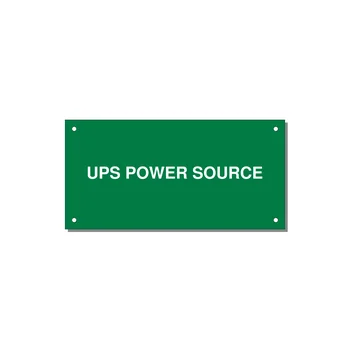 6.0x3.0" Safety Label - UPS POWER SOURCE — 6x3" White on Green, Holes