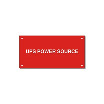 6.0x3.0" Safety Label - UPS POWER SOURCE — 6x3" White on Red, Holes