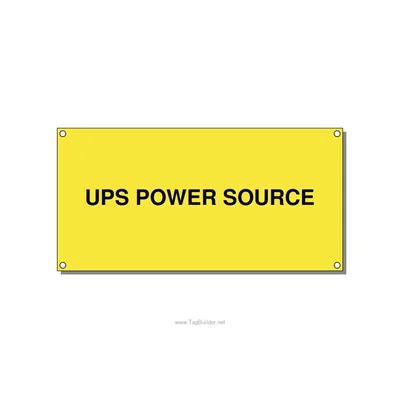 6.0x3.0" Safety Label - UPS POWER SOURCE, Black/Yellow, Holes thumbnail