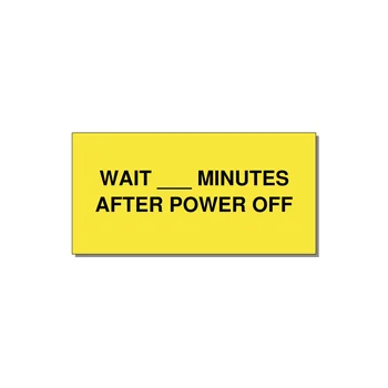 6.0x3.0" Safety Label - WAIT ___ MINUTES AFTER PO — 6x3" Black on Yellow, Adhesive